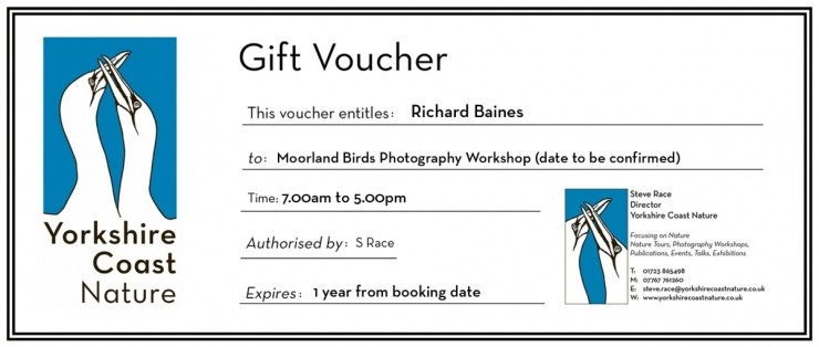 Moorland Birds Photography Gift Voucher