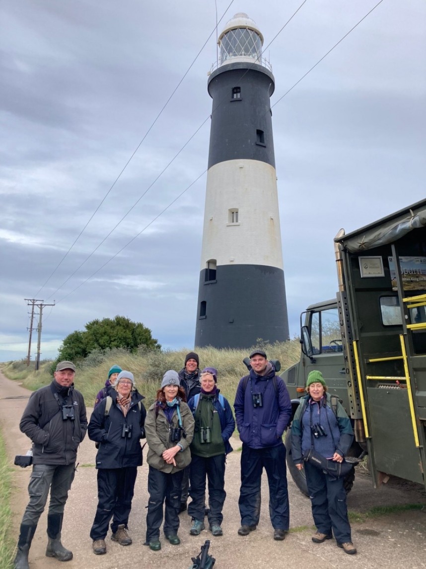  All aboard the Unimog! YCN Birding holiday guests with Richard and Paul Spurn November 2022